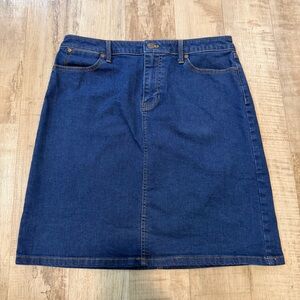 Talbots Skirt Womens Size 10 Blue Dark Wash Denim Pencil Jean Knee Length